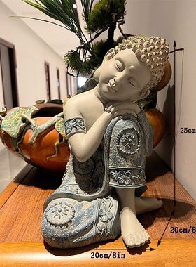 新款禅意坐姿睡佛25cm摆件室内装饰品中式禅意桌面工艺品装饰摆件