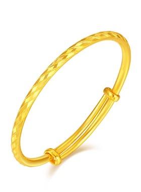 香港雪禧满天星金包银手镯女推拉镯子手环结婚送女友妈妈礼物