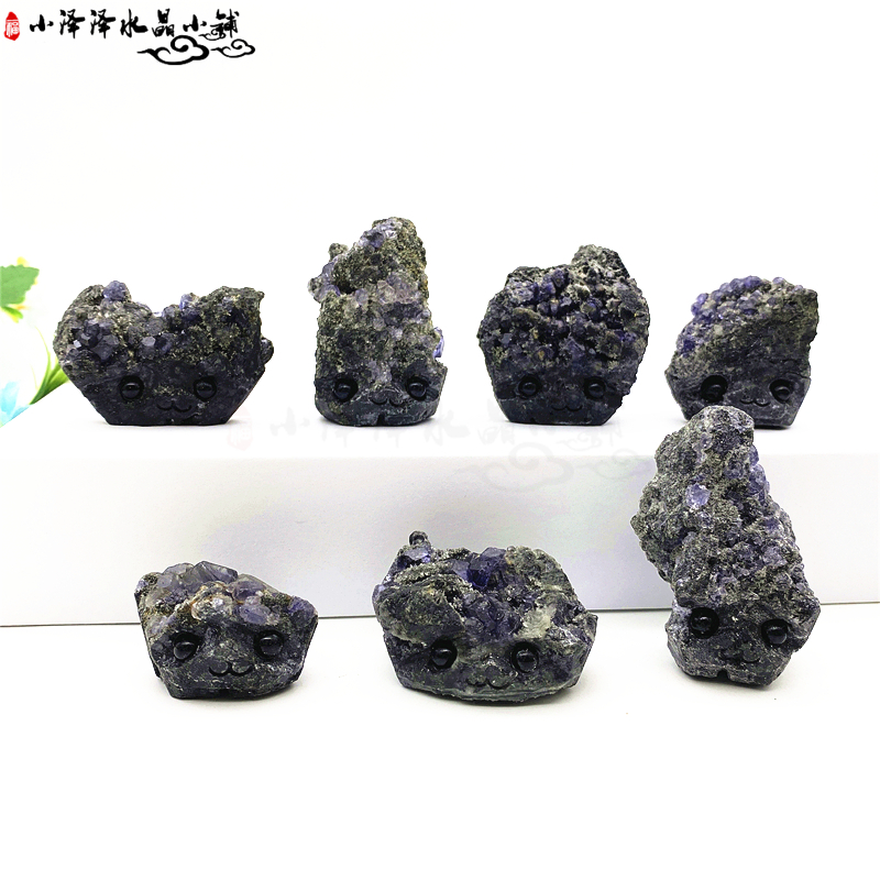 天然坦桑蓝萤石水晶共生雕刻小刺猬动物家居桌面摆件创意礼物礼品-图0