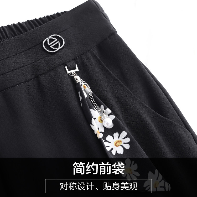 夏季雪纺妈妈阔腿裤子女九分2020 娇兰芭莉中老年女装