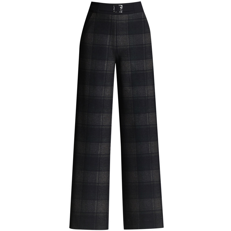 格子毛呢中年妈妈装2020年阔腿裤 娇兰芭莉中老年女装