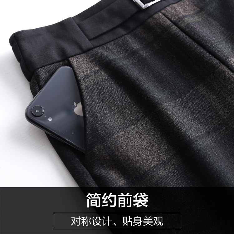 格子毛呢中年妈妈装2020年阔腿裤 娇兰芭莉中老年女装