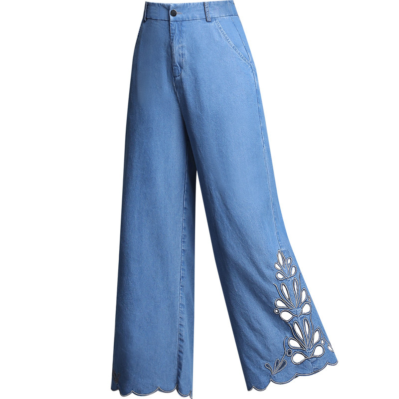 妈妈宽松夏装高腰中年裤子牛仔裤 娇兰芭莉中老年女装