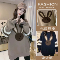 Pregnancy Woman Dress Autumn Winter New Necropolis Suit Plus Suede Thickened Warm Blouse Foreign Air Two Sets During Pregnancy