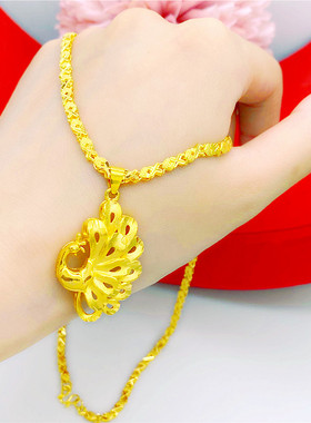 时尚民族风仿黄金孔雀女仿真项链