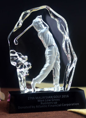 高尔夫球水晶奖杯个性定制刻字总杆净杆冠军冰山奖牌最远近距年会