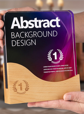 实木质水晶奖杯定制定做2021新款高档大气创意刻字奖牌授权牌年会