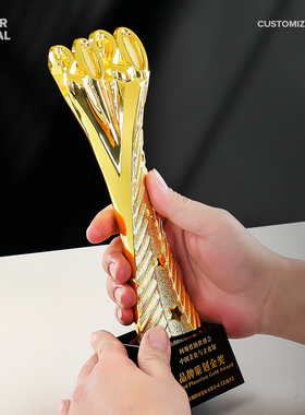 2021年度奖杯定制创意树脂金属奖杯比赛水晶奖杯奖牌纪念品定年会