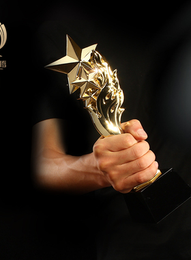 展望之星 新款树脂奖杯创意金属奖杯 五角星奖杯火焰水晶奖杯年会