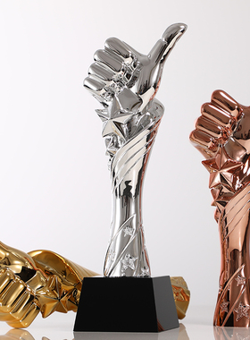 Premium Trophy树脂镀金大拇指奖杯荣誉之赞企业杰出员工金银铜奖