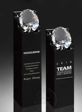 原创设计钻石五角星高端欧美风黑色水晶奖杯定做商务企业颁奖年会