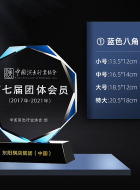 奖杯水晶奖杯定制奖牌定做创意授权牌月度奖杯定制刻字颁奖纪年会