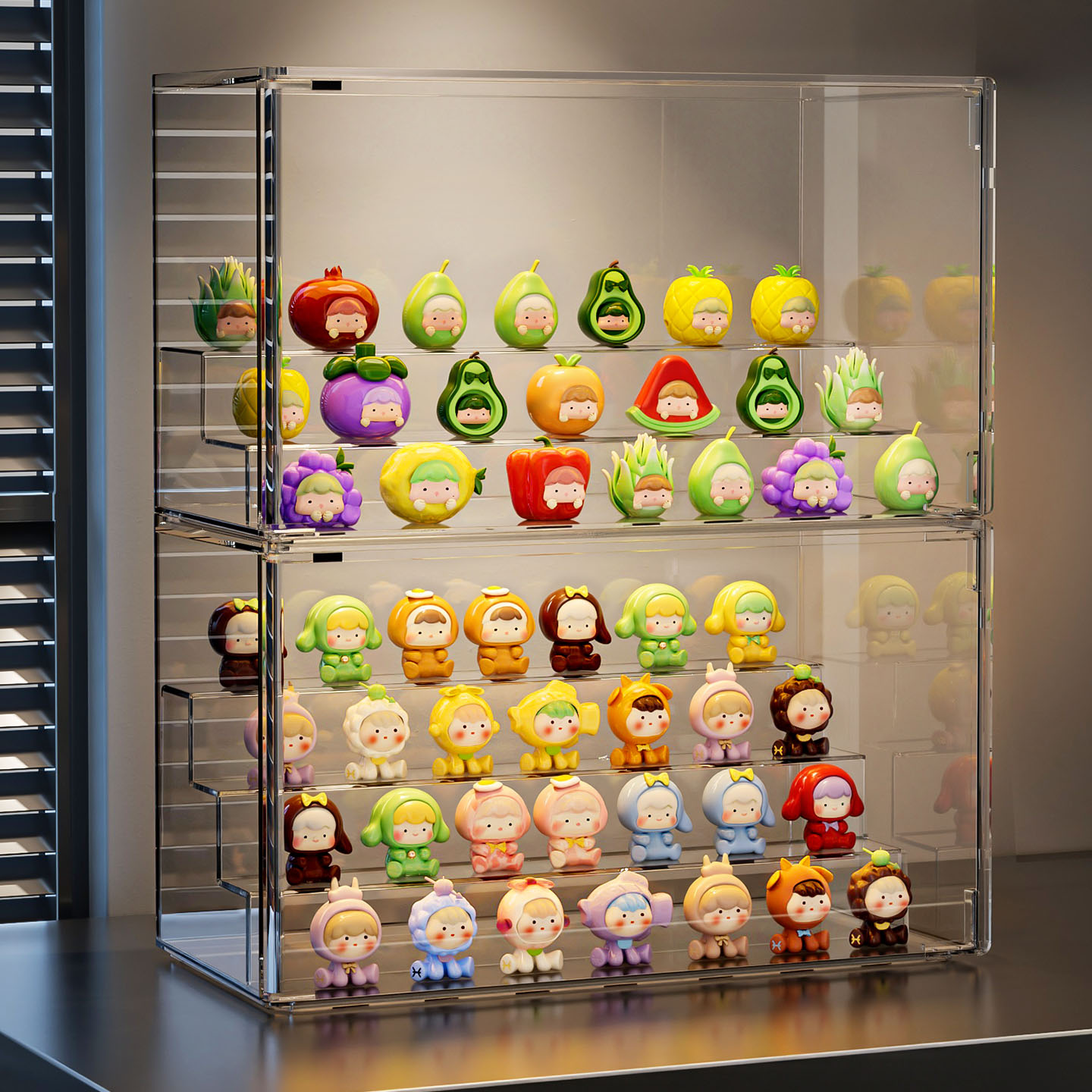萌粒展示盒透明防尘大容量适用泡泡玛特星星人手办盲盒收纳展示架 - 图0