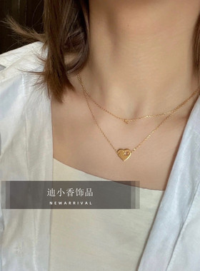 迪小香女黄铜锁骨凯旋门单链子