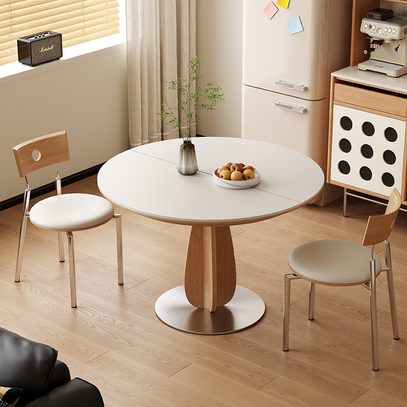 Simple stone solid wood color changeable oval dining table