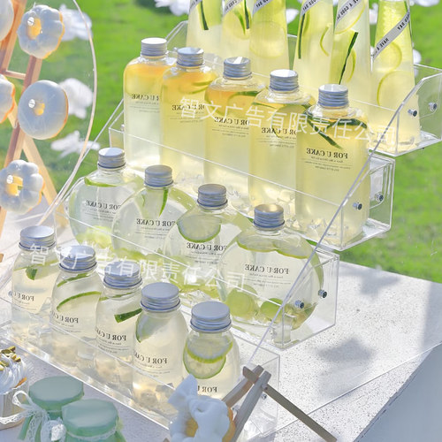 亚克力透明饮料置物架梯形冰镇鲜榨果汁展示架奶茶架便利店收纳架 - 图2