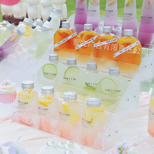 亚克力透明饮料置物架梯形冰镇鲜榨果汁展示架奶茶架便利店收纳架 - 图1