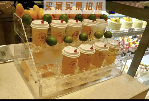 饮品展示架鲜榨果汁陈列架透明亚克力奶茶冷饮置物架商用饮料杯架 - 图1