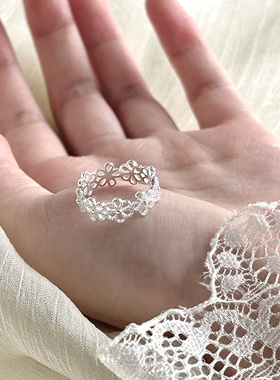 LolaWhite「花团」通体s925纯银花朵戒指精致温柔高级小众显气质