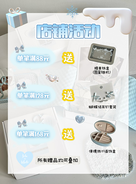LolaWhite 「蓝蕾丝」蓝色蝴蝶结耳环小众设计感清冷温柔高级甜美