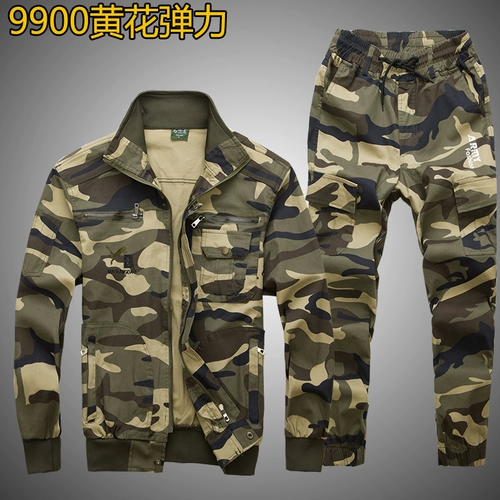 Эластичный камуфляжный осенний хлопковый износостойкий комплект для работы для отдыха, защита от ожогов