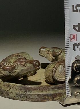 双牛八卦图牛摆件扭转生肖牛复古工艺品实心手把件镇纸压尺