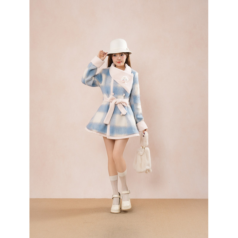 【甜妹小兔】甜美围巾+毛呢大衣套装女秋冬新款氛围感可爱两件套,淘宝优惠券,粉丝福利购,淘宝优惠卷