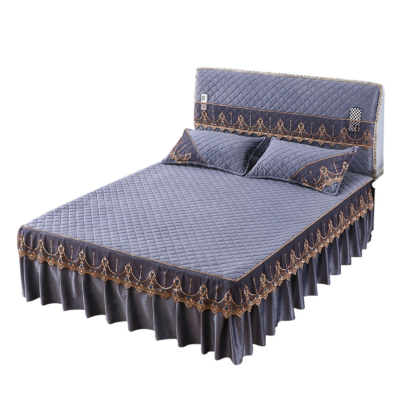 新款水晶绒床裙四件套网红风夹棉加厚全包床罩高档单双人床防尘罩,淘宝优惠券,粉丝福利购,淘宝优惠卷