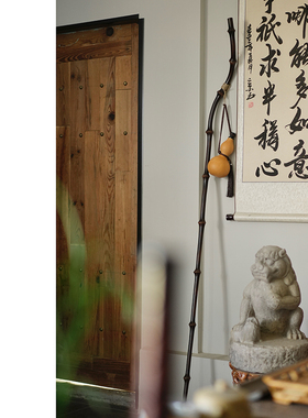 天然筇竹文玩空间苏东坡文人杖 防滑登山杖带葫芦