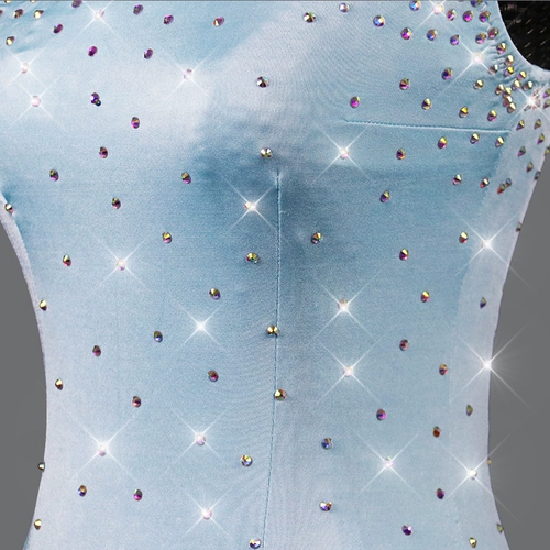 Детское синее элитное платье для танцевального шоу, 2023, набивка пером