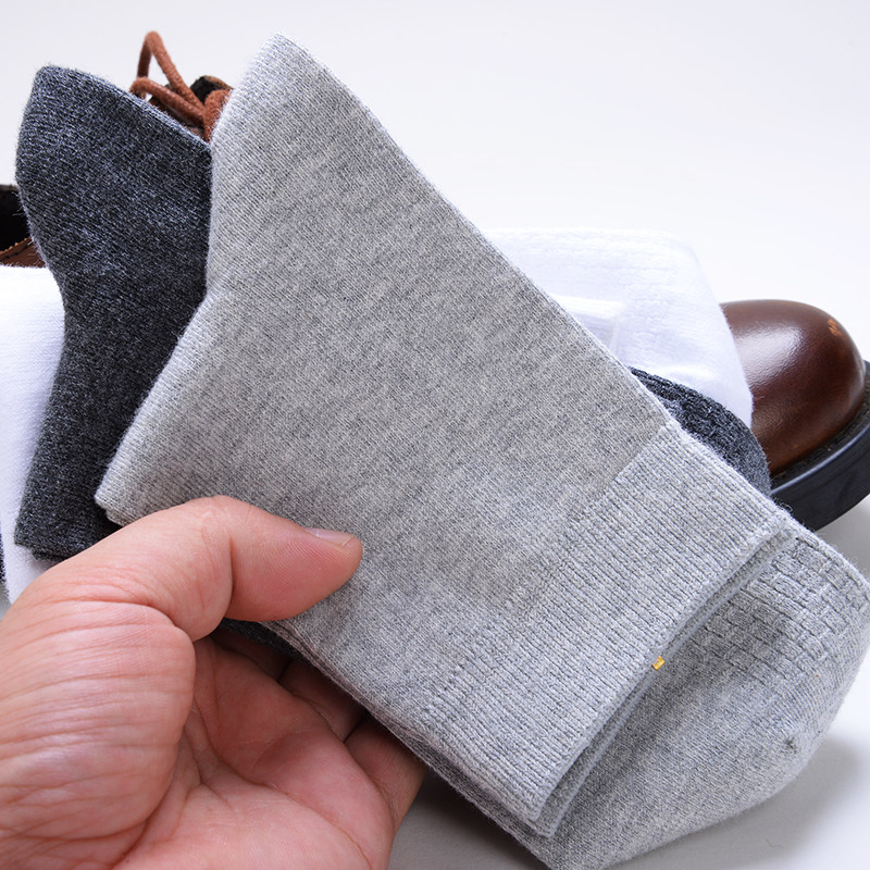 抗菌吸汗秋冬纯色商务中帮男袜子 序图短袜/打底袜/丝袜/美腿袜