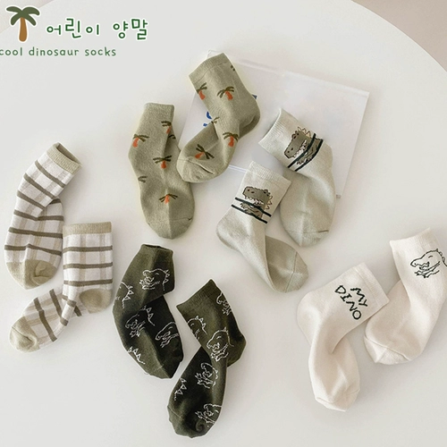 Демисезонные дышащие детские хлопковые мультяшные носки для мальчиков, осенние, средней длины