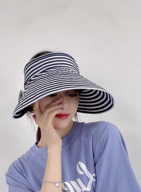 东大门空顶大檐格纹防晒遮阳帽女