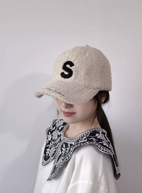 韩国秋冬保暖羊羔毛棒球帽女