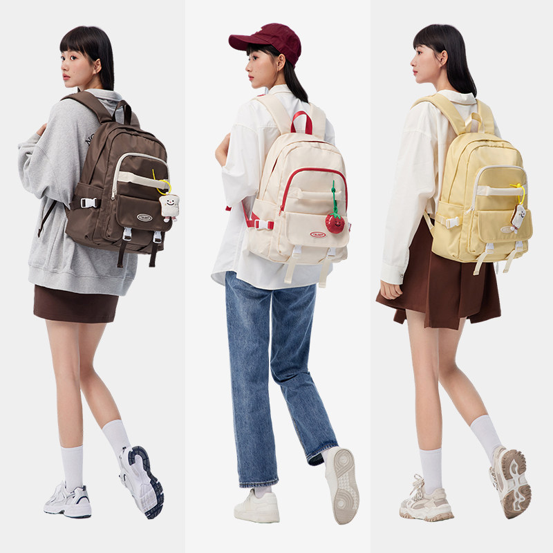 森马女美式复古可爱初中生双肩包 森马箱包双肩背包