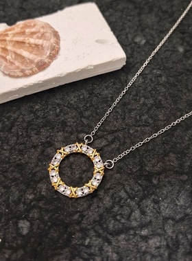 满钻圆饼项链女镶钻锁骨链