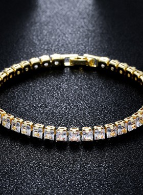 京东亚马逊爆款满钻水晶锆石网球手链女轻奢手镯高级感手串批发