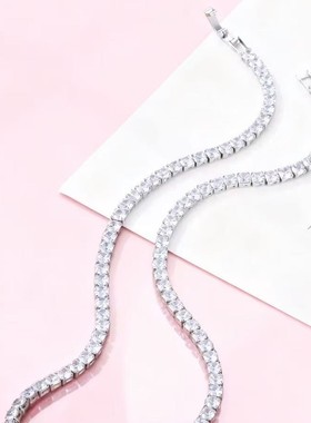 欧美跨境满钻项链锆石轻奢高级感电镀白水晶小众女式百搭手饰