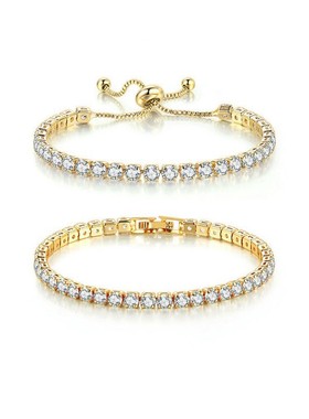 欧美跨境热销网球手链铜微镶白水晶锆石女式超闪轻奢手串厂家