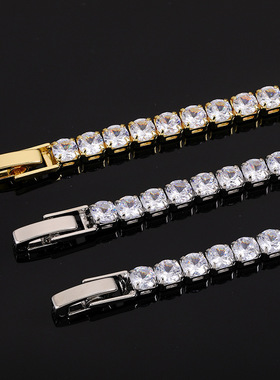 满钻锆石网球手链男女高级感个性轻奢简约超闪爆闪手饰送女友