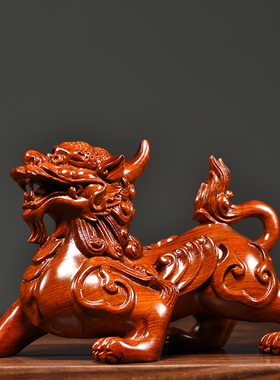 花梨实木雕刻貔貅摆件实木一对客厅家居电视柜装饰送礼品创意礼品