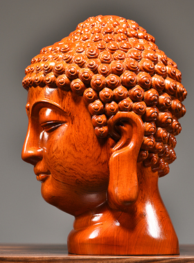 花梨木雕如来佛头摆件释迦摩尼头像家居中式禅意供奉装饰工艺礼品