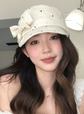 夏季甜美蝴蝶结鸭舌帽显脸小