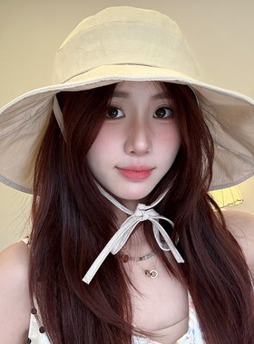 夏季防晒大檐渔夫帽女显脸小