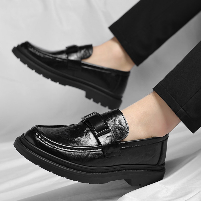 冬款奥古斯都商务休闲套脚英伦风男鞋圆头手抓纹潮男乐福鞋男鞋,淘宝优惠券,粉丝福利购,淘宝优惠卷