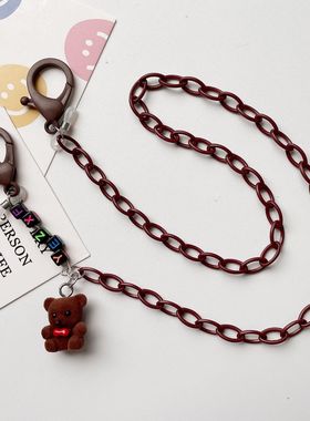 diy棕色亚克力定制名字口罩链