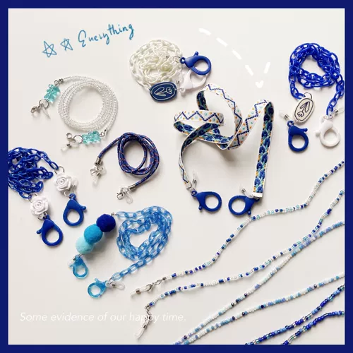 Синяя медицинская маска, беспроводной ремешок, наушники, шнурок-держатель, очки, ожерелье, bluetooth