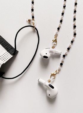 口罩黑色合金甜美风链条防丢挂绳