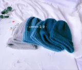 Синяя цветная шерстяная удерживающая тепло многоцветная вязаная шапка с капюшоном для школьников, в корейском стиле