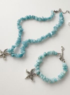 网红款海蓝宝小众设计甜美颈链